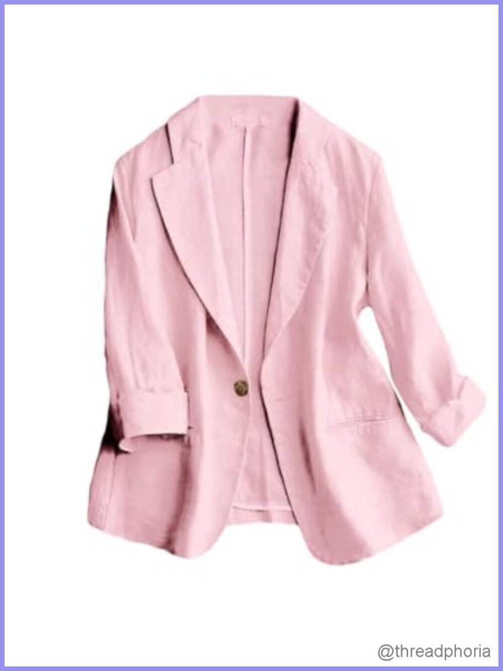 Lightweight Cotton Linen Blazer 3/4 Sleeve Casual Business Work Jacket